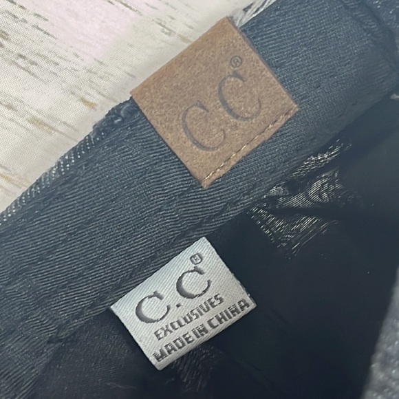 C.C. Distressed Denim Dark Wash Denim Baseball Cap One Size - Picture 10 of 10